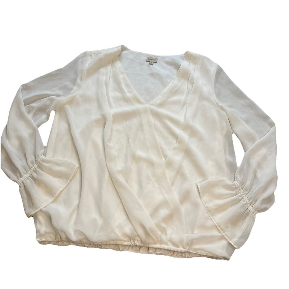 Cremieux Women Ivory Long Sleeve Blouse S